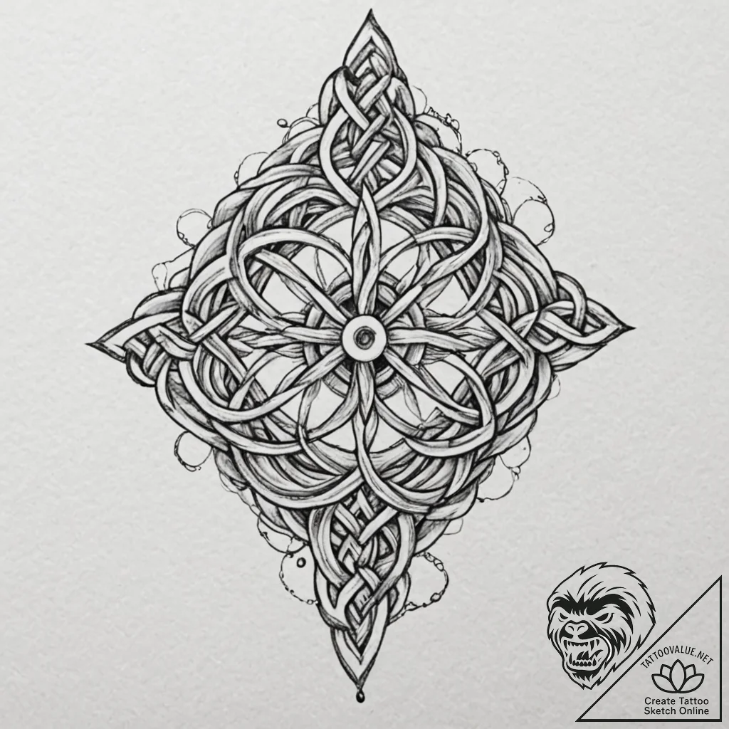 Tattoo design for a leg, a complex celtic kno... - tattoo sketch (№1751753088_0, 05.07.2025 22:04) — tattoovalue.net