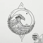 Tiny tattoo design, a minimalist glyph combin… – tattoo sketch (№1751753431_0, 05.07.2025 22:10) — tattoovalue.net
