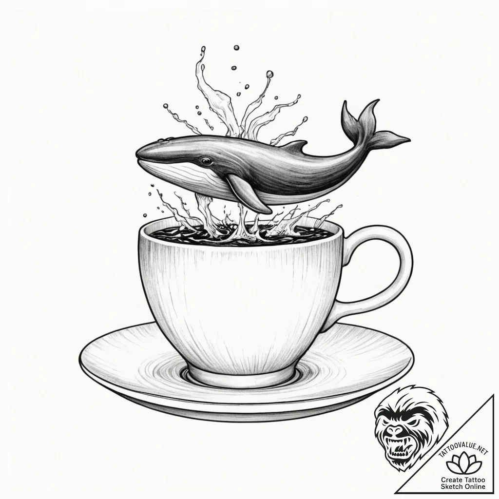 Tiny tattoo design, a whale, gracefully swimm... - tattoo sketch (№1751753600_0, 05.07.2025 22:13) — tattoovalue.net