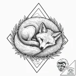 Tattoo design for an ankle, a fox, curled up… – tattoo sketch (№1751753855_0, 05.07.2025 22:17) — tattoovalue.net