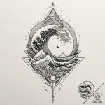 Tiny tattoo design, a simple wave, drawn with… – tattoo sketch (№1751754196_0, 05.07.2025 22:23) — tattoovalue.net