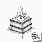 Tiny tattoo design, a clock face, melting off… – tattoo sketch (№1751754957_0, 05.07.2025 22:35) — tattoovalue.net