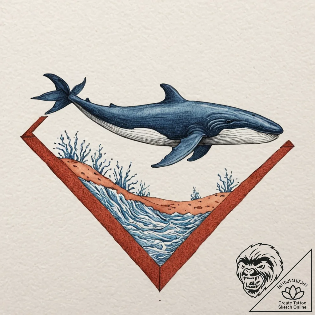 Tattoo design for an arm, a whale swimming th... - tattoo sketch (№1751755962_0, 05.07.2025 22:52) — tattoovalue.net
