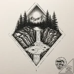 Tattoo design for an arm, a waterfall, but th… – tattoo sketch (№1751756216_0, 05.07.2025 22:56) — tattoovalue.net
