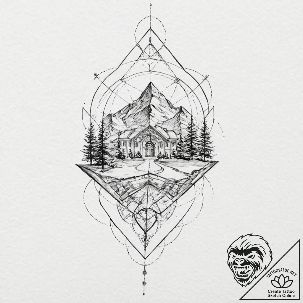 группа 3: architectural & geometric (архитект... - tattoo sketch (№1751756302_0, 05.07.2025 22:58) — tattoovalue.net