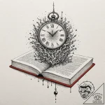 Tiny tattoo design, a clock face, melting off… – tattoo sketch (№1751757231_0, 05.07.2025 23:13) — tattoovalue.net