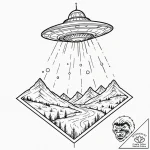 Tiny tattoo design, a tiny ufo, abducting a s… – tattoo sketch (№1751758087_0, 05.07.2025 23:28) — tattoovalue.net