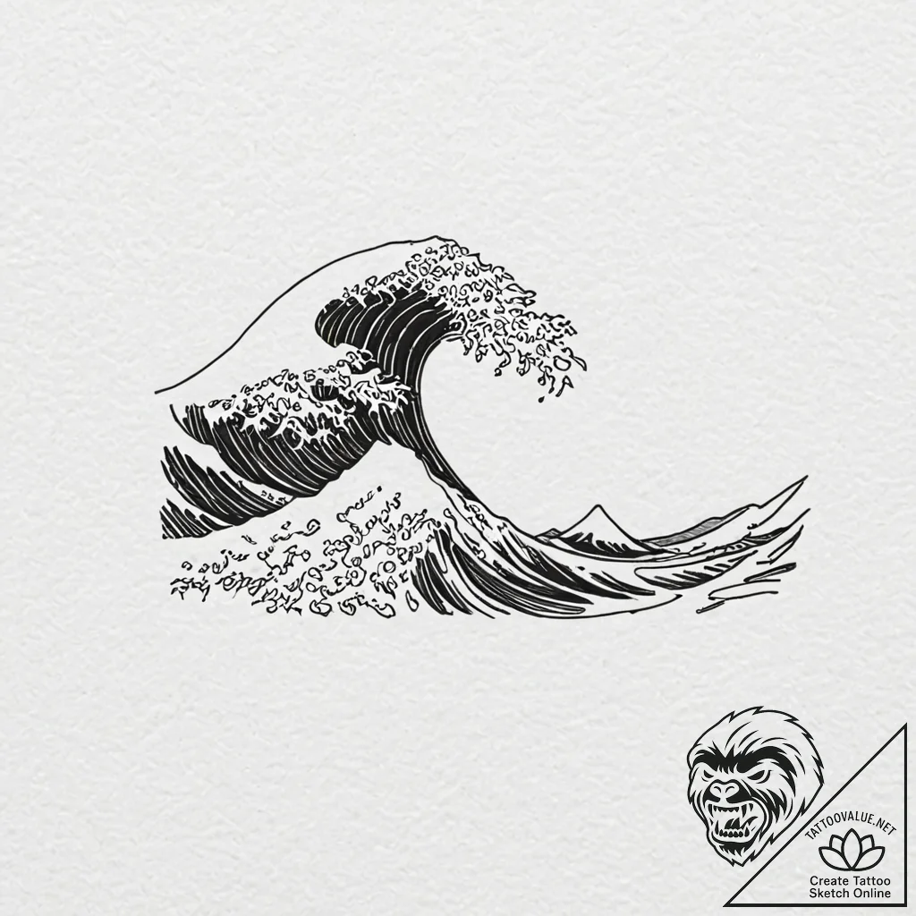Tiny tattoo design, a simple wave, drawn with... - tattoo sketch (№1751758508_0, 05.07.2025 23:35) — tattoovalue.net
