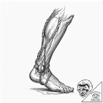 Tattoo design for a leg, the achilles tendon… – tattoo sketch (№1751758594_0, 05.07.2025 23:36) — tattoovalue.net