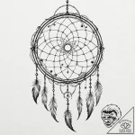 Tattoo design for a thigh, a large dreamcatch… – tattoo sketch (№1751758764_0, 05.07.2025 23:39) — tattoovalue.net