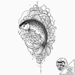 Tattoo design for a foot, a koi fish, swimmin… – tattoo sketch (№1751759358_0, 05.07.2025 23:49) — tattoovalue.net