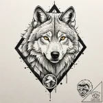 Tattoo design for shoulder, a wolf’s face, ha… – tattoo sketch (№1751759442_0, 05.07.2025 23:50) — tattoovalue.net