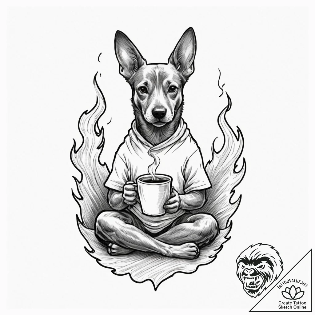 Tattoo design for shoulder, the "this is fine... - tattoo sketch (№1751759613_0, 05.07.2025 23:53) — tattoovalue.net