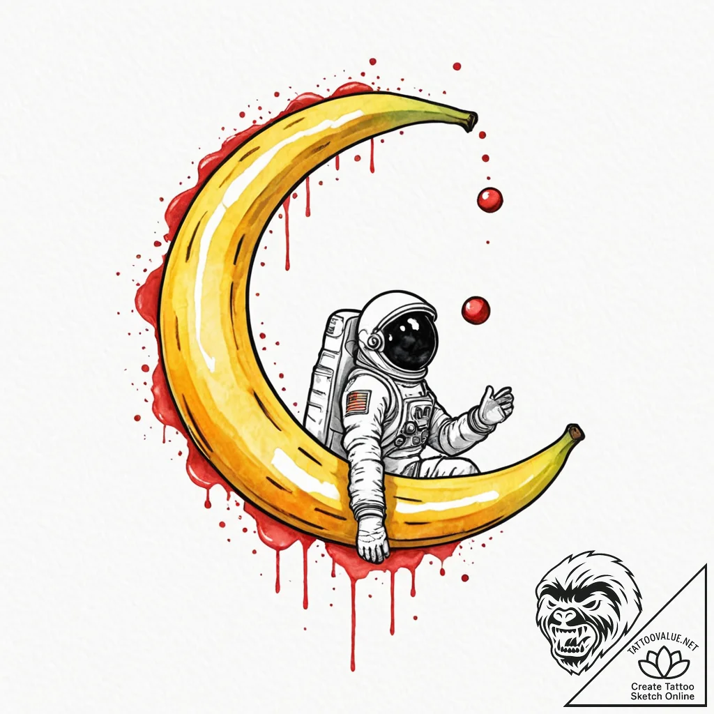 1t2. tattoo design for an arm, a banana, but... - tattoo sketch (№1751759697_0, 05.07.2025 23:54) — tattoovalue.net