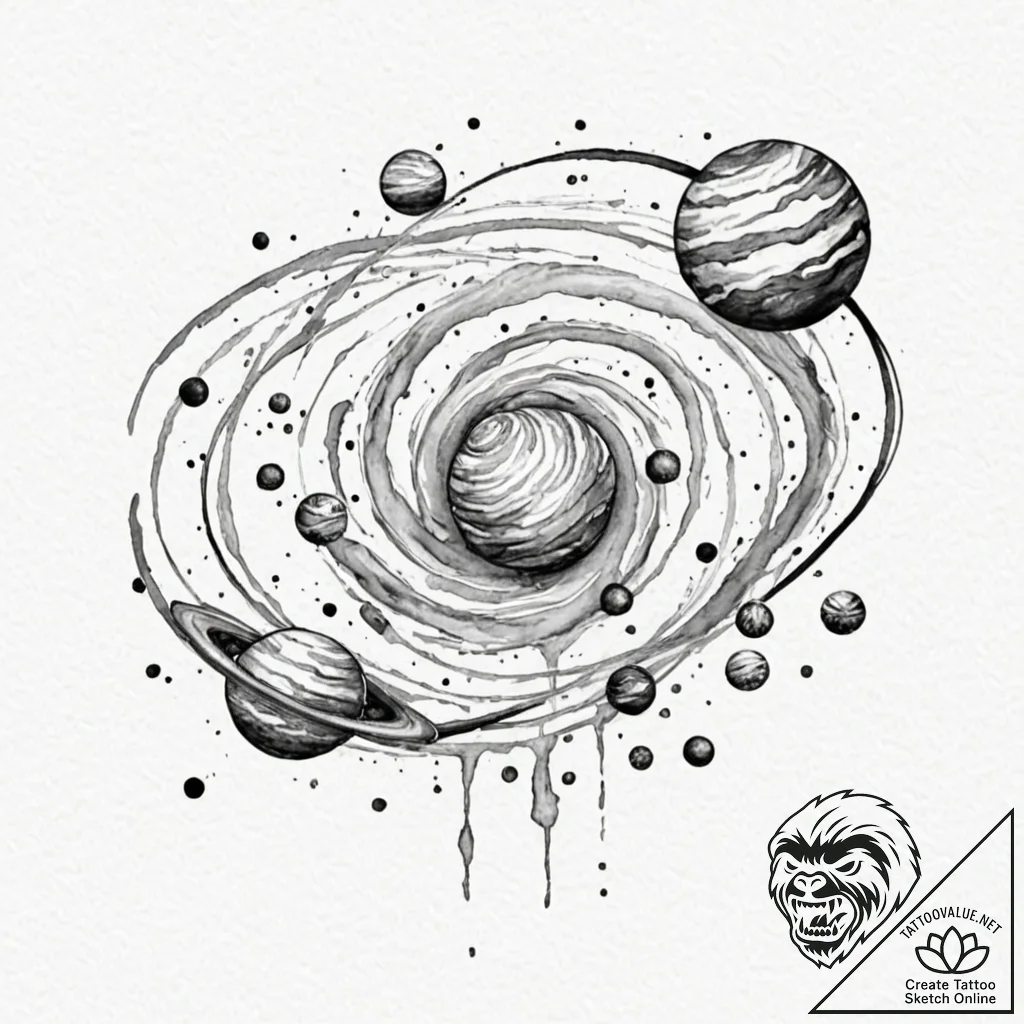 Tattoo design for a leg wrap, a swirling vort... - tattoo sketch (№1751759781_0, 05.07.2025 23:56) — tattoovalue.net