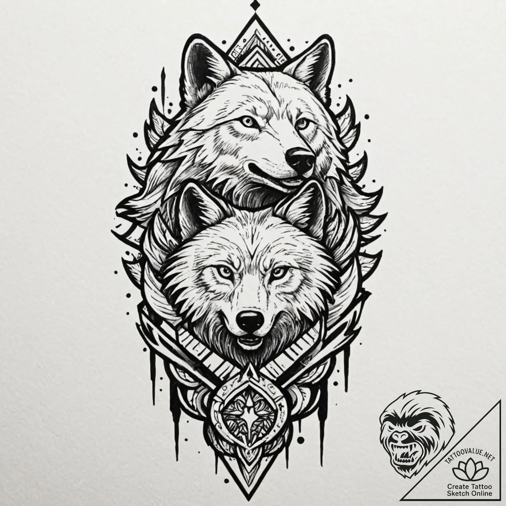 Tattoo design for a shin, a totem pole of sta... - tattoo sketch (№1751759864_0, 05.07.2025 23:57) — tattoovalue.net
