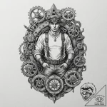 Tattoo design for shoulder, a steampunk armor… – tattoo sketch (№1751759949_0, 05.07.2025 23:59) — tattoovalue.net