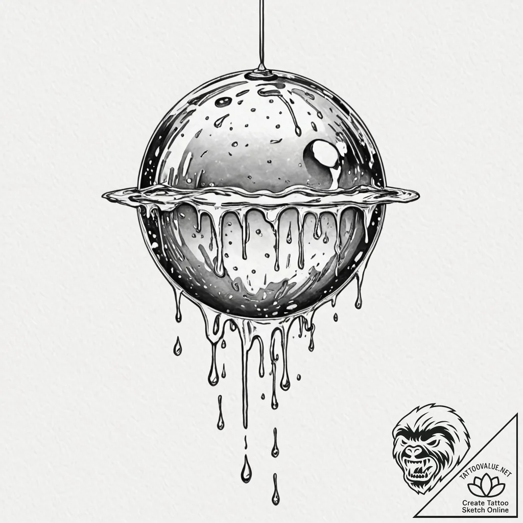 Tattoo design for an arm, a melting disco bal... - tattoo sketch (№1751760286_0, 06.07.2025 00:04) — tattoovalue.net