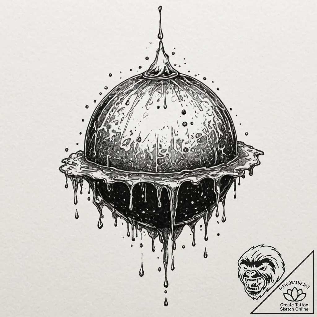 Tattoo design for an arm, a melting disco bal... - tattoo sketch (№1751760711_0, 06.07.2025 00:11) — tattoovalue.net