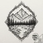 Tattoo design for an ankle, a tiny landscape… – tattoo sketch (№1751761131_0, 06.07.2025 00:18) — tattoovalue.net