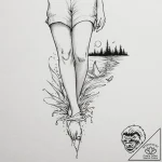 Tattoo design for a leg, a single tear fallin… – tattoo sketch (№1751761299_0, 06.07.2025 00:21) — tattoovalue.net