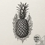 Tattoo design for an arm, a pineapple, but it… – tattoo sketch (№1751761384_0, 06.07.2025 00:23) — tattoovalue.net