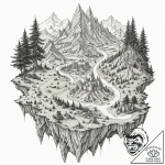 Tattoo design for a thigh, a detailed map of… – tattoo sketch (№1751761468_0, 06.07.2025 00:24) — tattoovalue.net