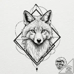 Tattoo design for shoulder, a geometric fox h… – tattoo sketch (№1751761551_0, 06.07.2025 00:25) — tattoovalue.net