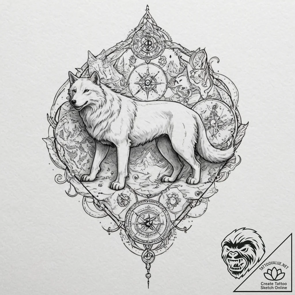 1t9. tattoo design for a leg, a beautiful ren... - tattoo sketch (№1751762059_0, 06.07.2025 00:34) — tattoovalue.net