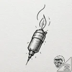 Tiny tattoo design, a cartoon bomb with a rea… – tattoo sketch (№1751762143_0, 06.07.2025 00:35) — tattoovalue.net