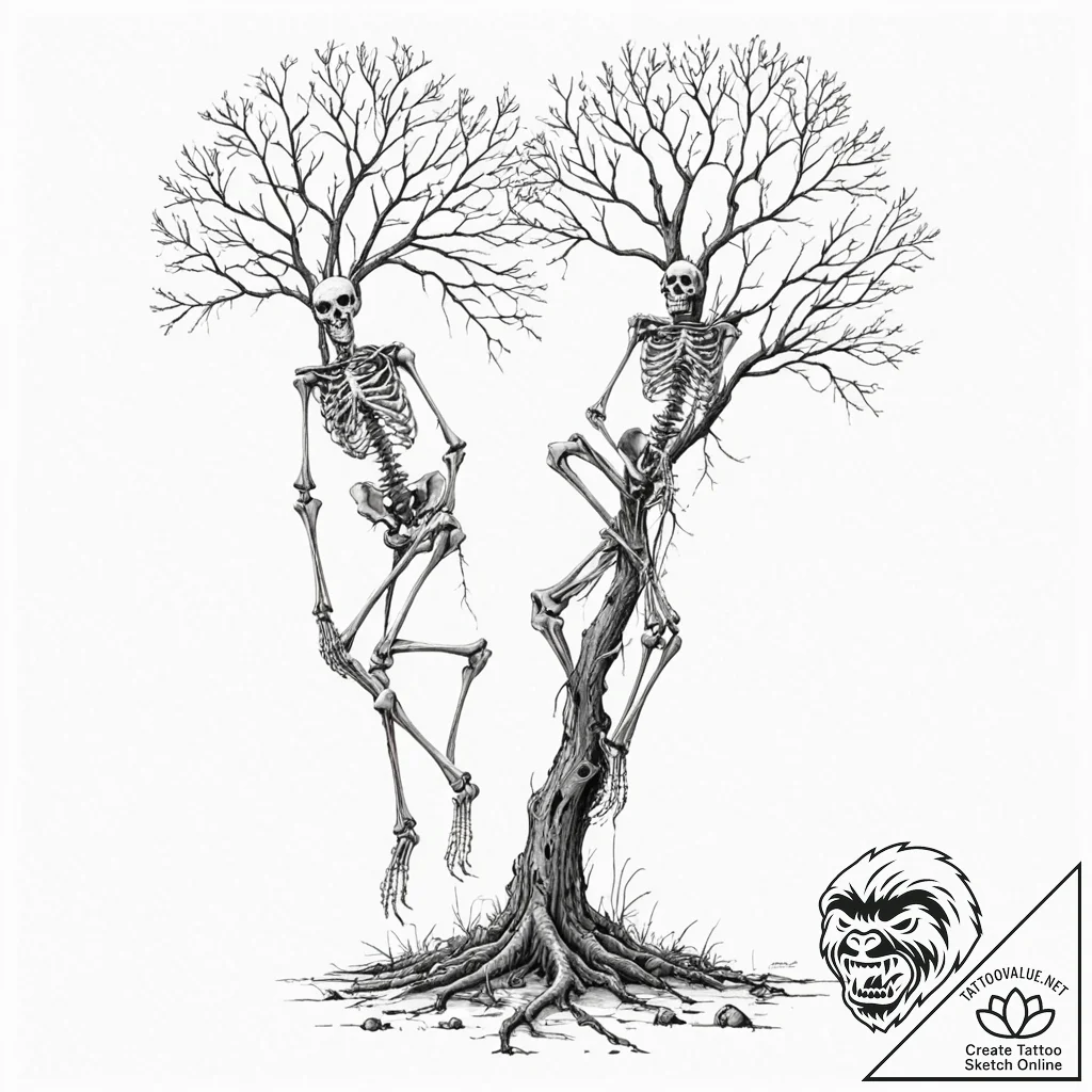 Tattoo design for two legs, on one leg a beau... - tattoo sketch (№1751762311_0, 06.07.2025 00:38) — tattoovalue.net