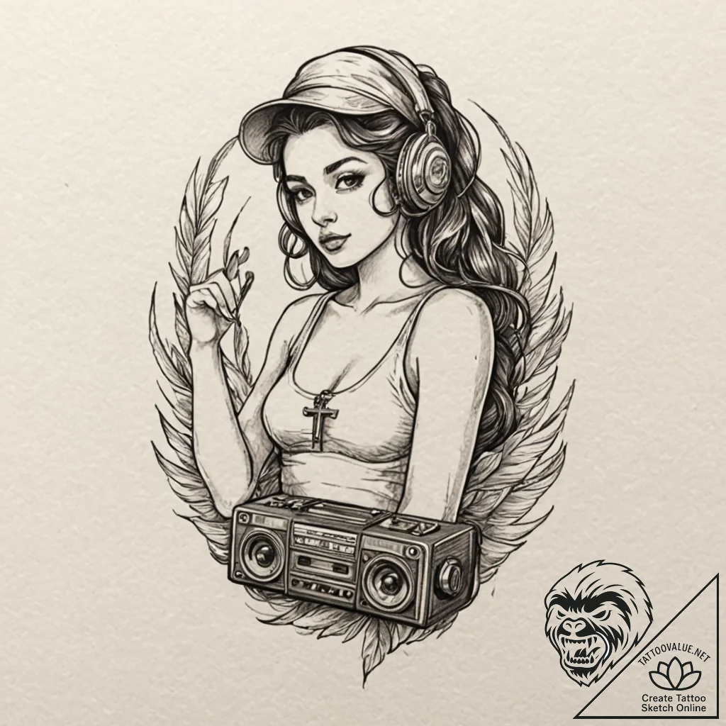 Tattoo design for an arm, a beautiful siren,... - tattoo sketch (№1751762563_0, 06.07.2025 00:42) — tattoovalue.net