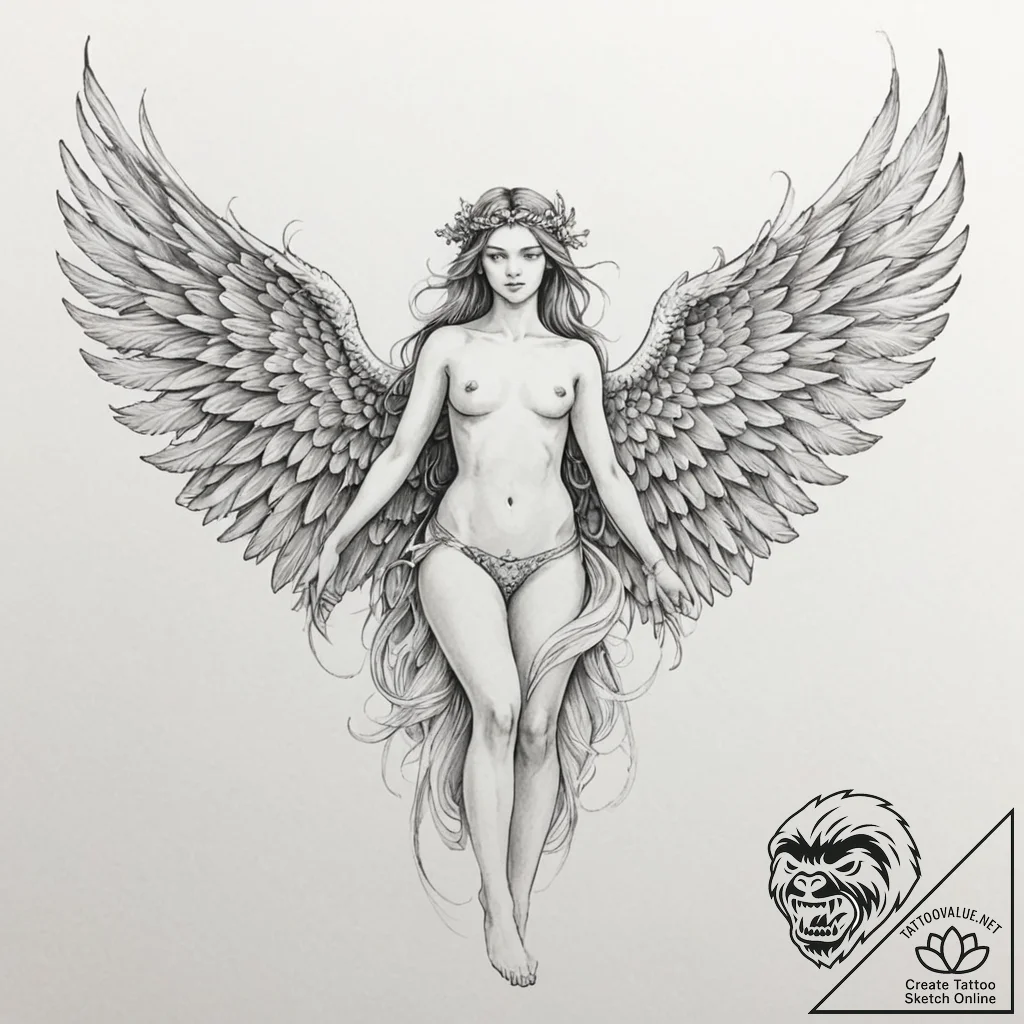 Tattoo design for a thigh, a pair of majestic... - tattoo sketch (№1751763406_0, 06.07.2025 00:56) — tattoovalue.net