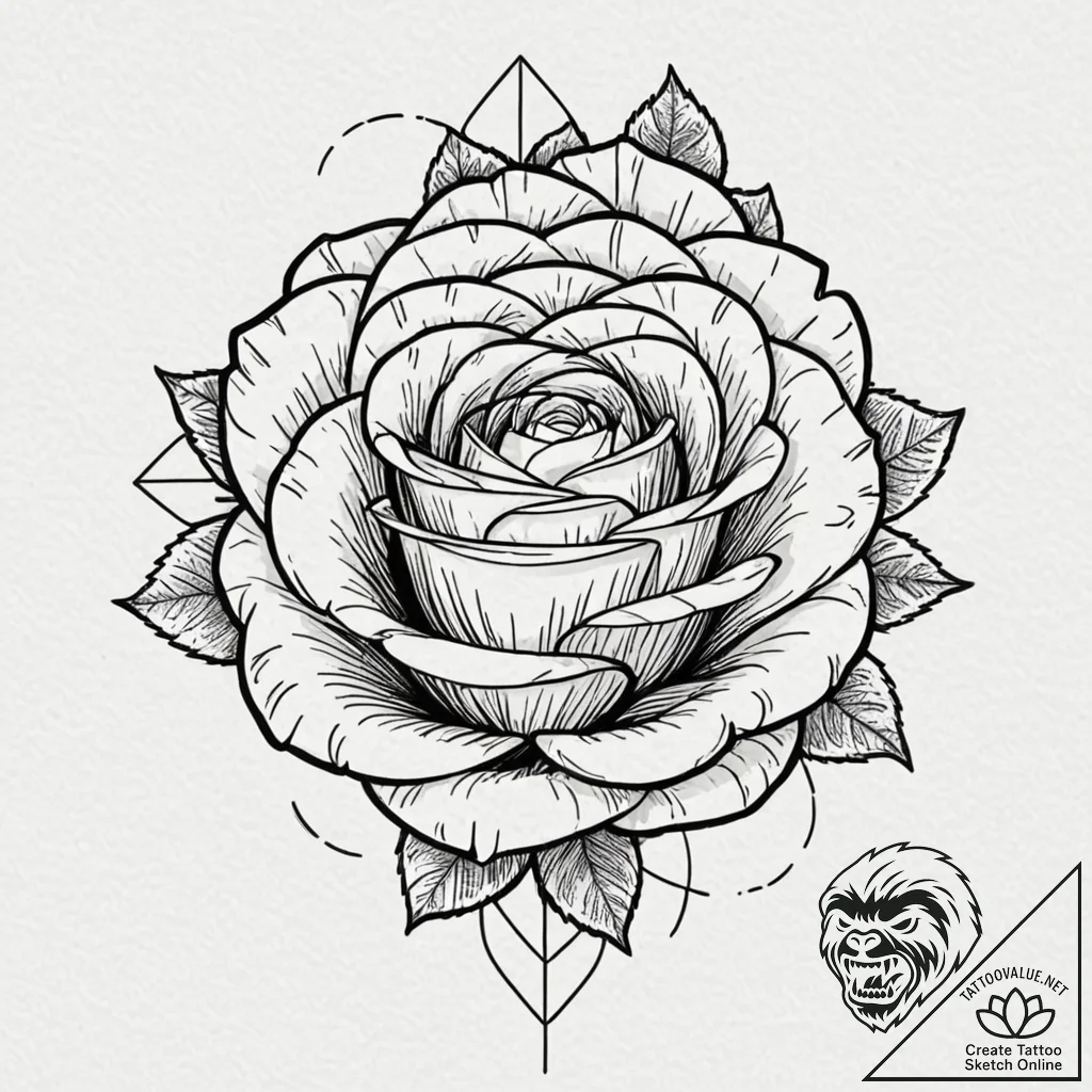 Tattoo design for an arm, a beautiful rose, b... - tattoo sketch (№1751763490_0, 06.07.2025 00:58) — tattoovalue.net