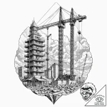 Tattoo design for a leg, a skyscraper under c… – tattoo sketch (№1751763575_0, 06.07.2025 00:59) — tattoovalue.net