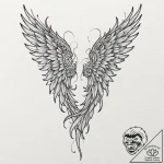 Tattoo design for two legs, a pair of angel w… – tattoo sketch (№1751764079_0, 06.07.2025 01:07) — tattoovalue.net