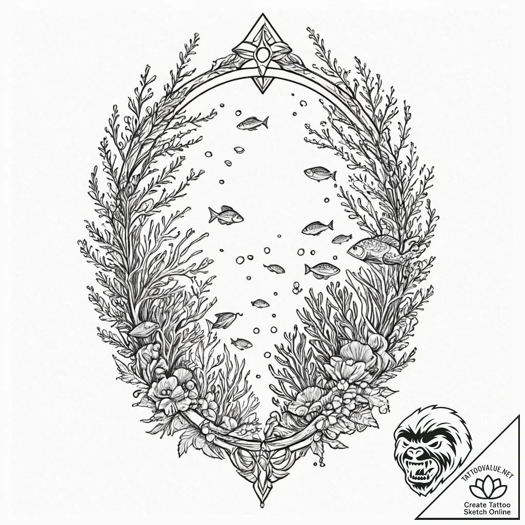Tattoo design for shoulder, a beautiful coral... - tattoo sketch (№1751764248_0, 06.07.2025 01:10) — tattoovalue.net
