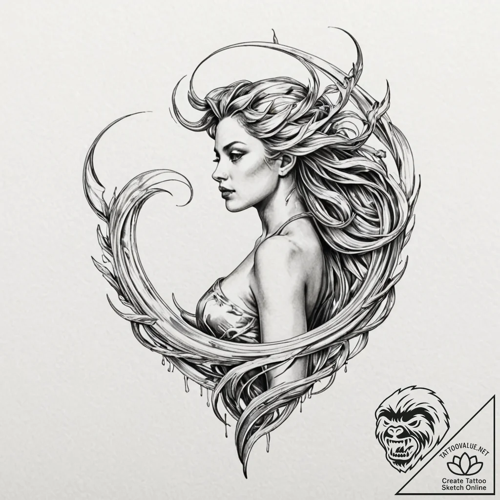 Tattoo design for shoulder, a pattern of liqu... - tattoo sketch (№1751764332_0, 06.07.2025 01:12) — tattoovalue.net
