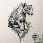 Tattoo design for a calf, a powerful panther,… – tattoo sketch (№1751764417_0, 06.07.2025 01:13) — tattoovalue.net