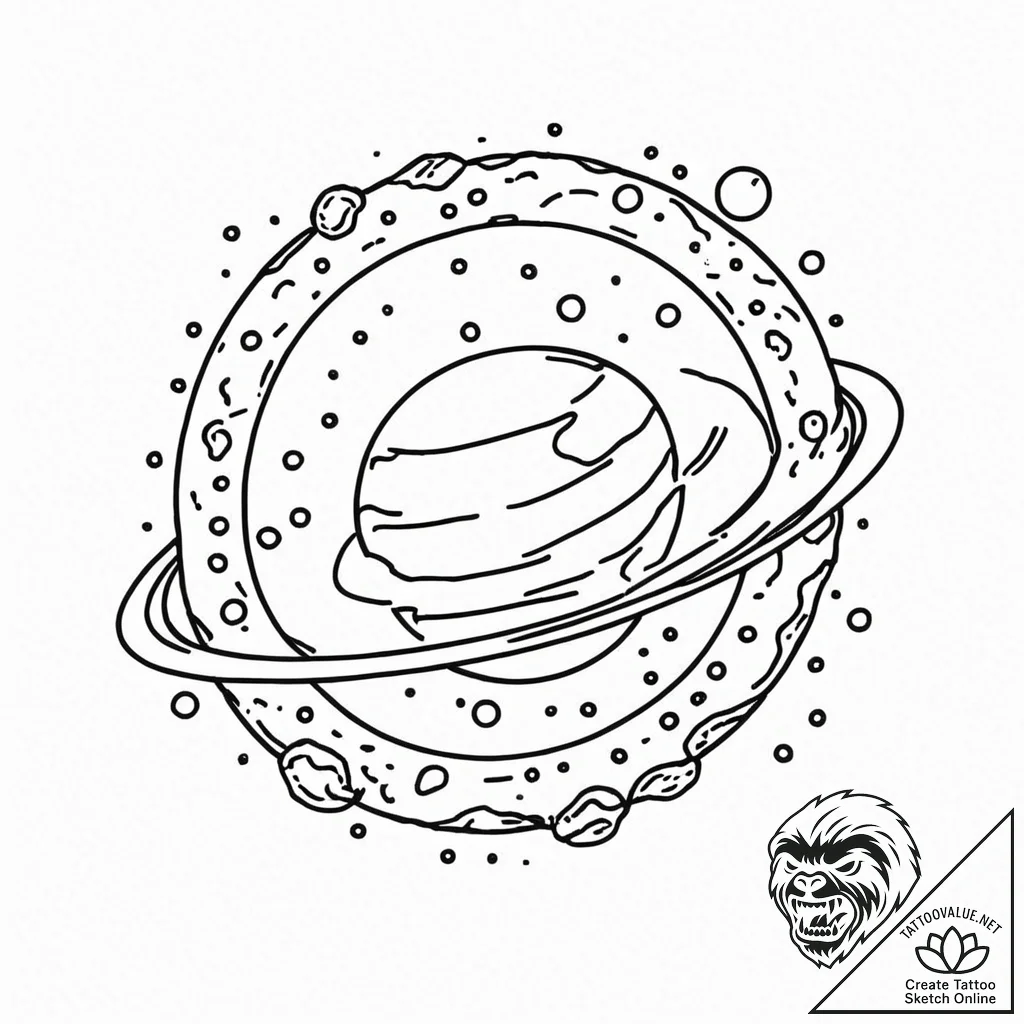 Tiny tattoo design, a planet saturn, but its... - tattoo sketch (№1751764844_0, 06.07.2025 01:20) — tattoovalue.net