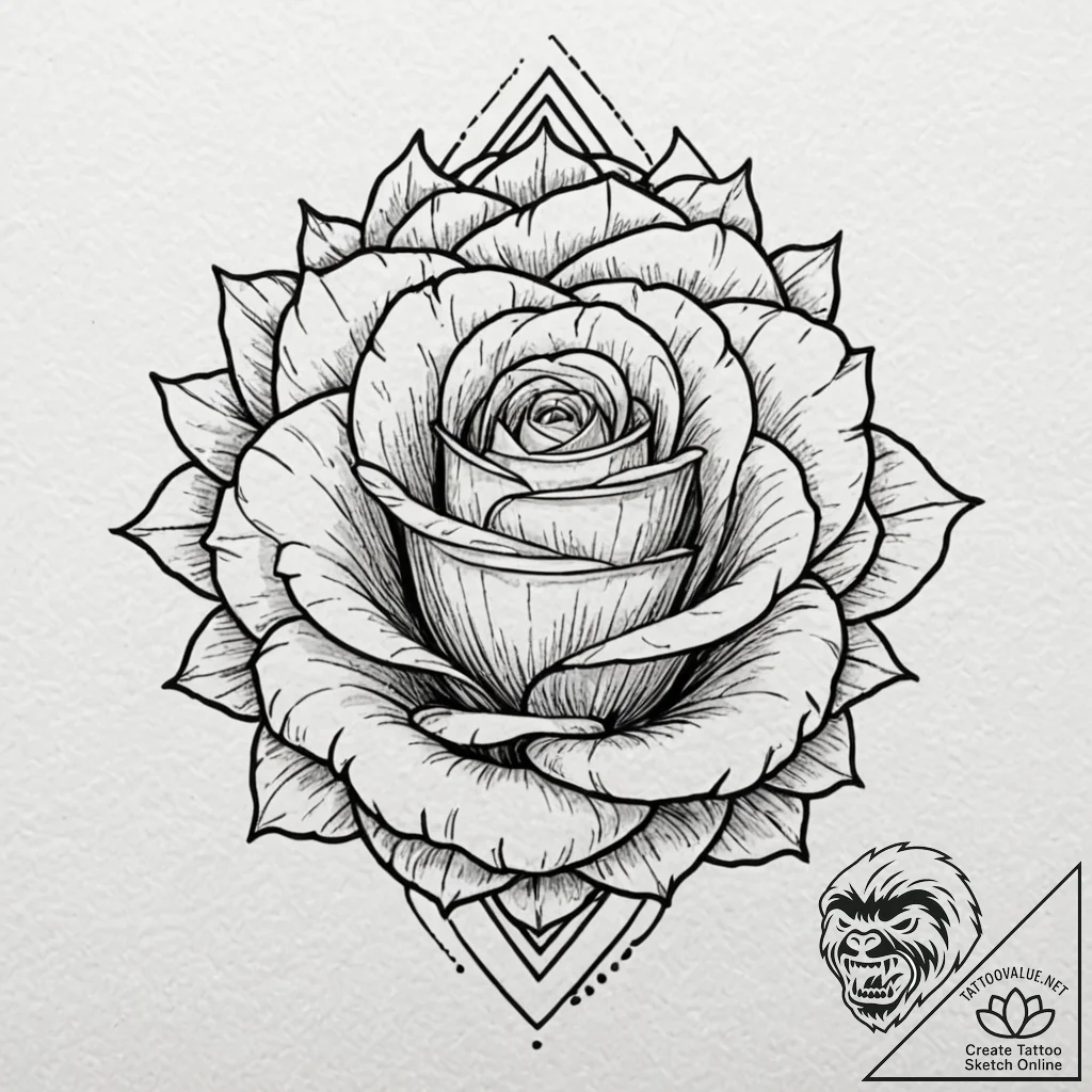 Tattoo design for an arm, a beautiful rose, b... - tattoo sketch (№1751764928_0, 06.07.2025 01:22) — tattoovalue.net