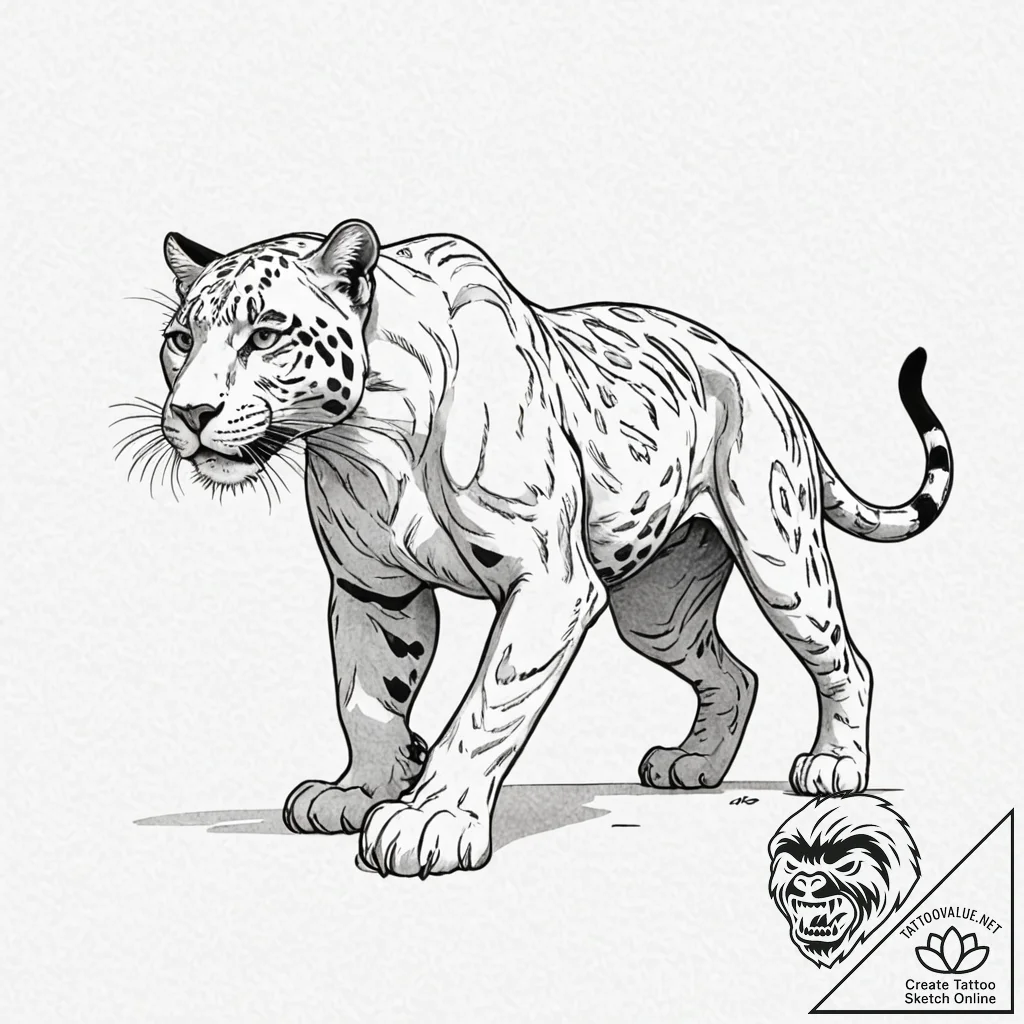 Tattoo design for shoulder, a panther, its bo... - tattoo sketch (№1751765099_0, 06.07.2025 01:24) — tattoovalue.net