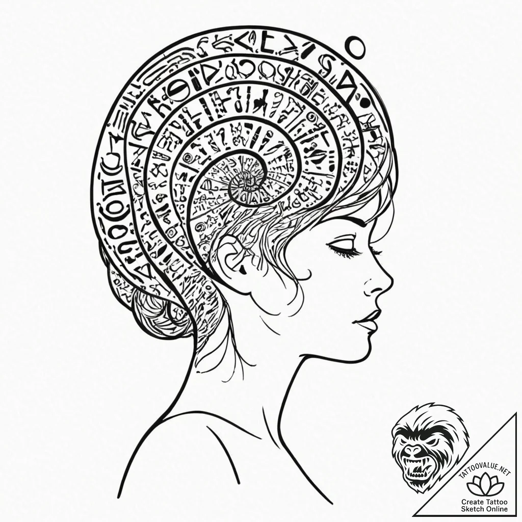 Tiny tattoo design, a glyph for "overthinking... - tattoo sketch (№1751765184_0, 06.07.2025 01:26) — tattoovalue.net