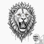Tattoo design for shoulder, a roaring lion’s… – tattoo sketch (№1751765270_0, 06.07.2025 01:27) — tattoovalue.net