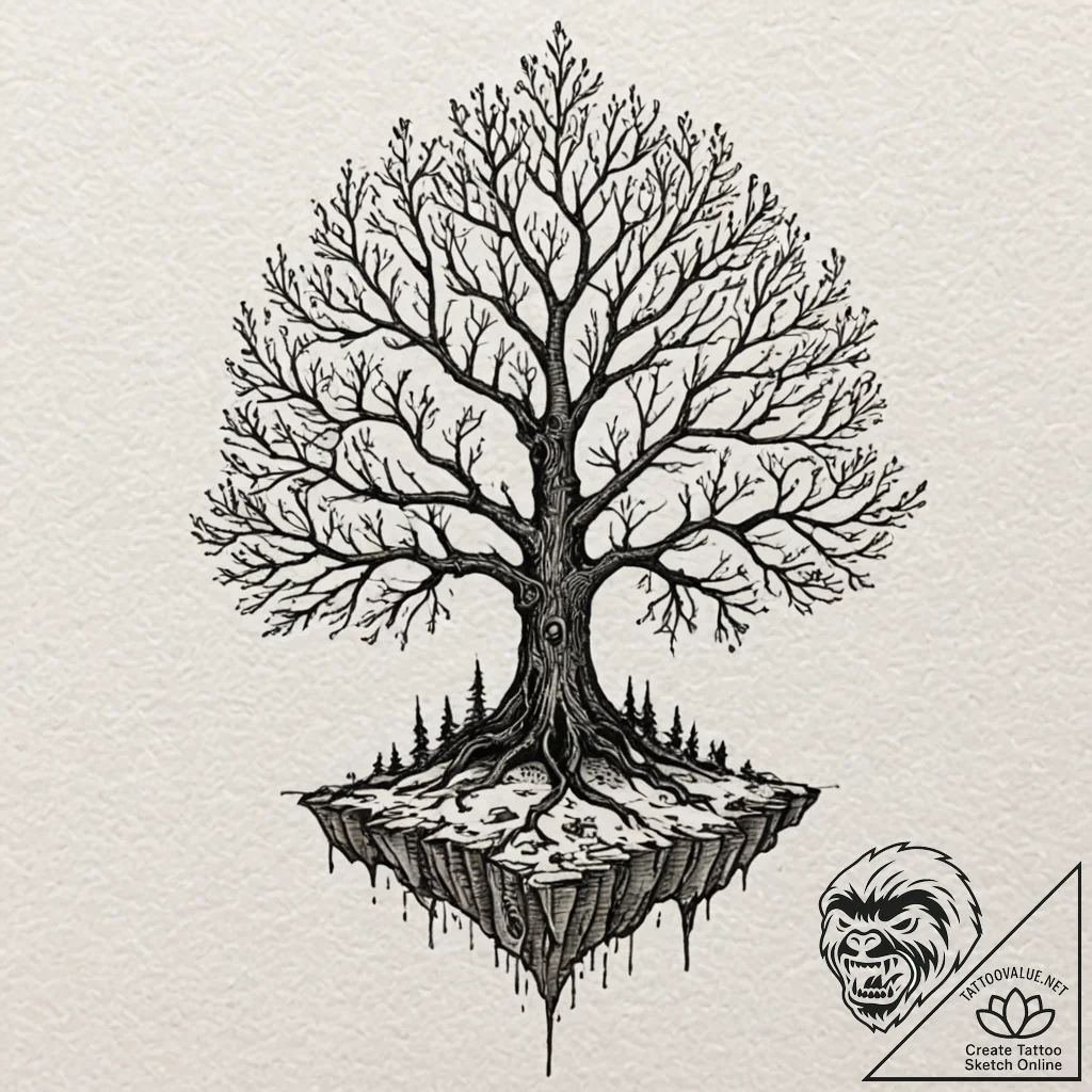 Tiny tattoo design, the "white tree of gondor... - tattoo sketch (№1751765439_0, 06.07.2025 01:30) — tattoovalue.net