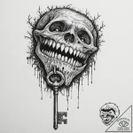 Tattoo design for an arm, an old-fashioned ke… – tattoo sketch (№1751765956_0, 06.07.2025 01:39) — tattoovalue.net