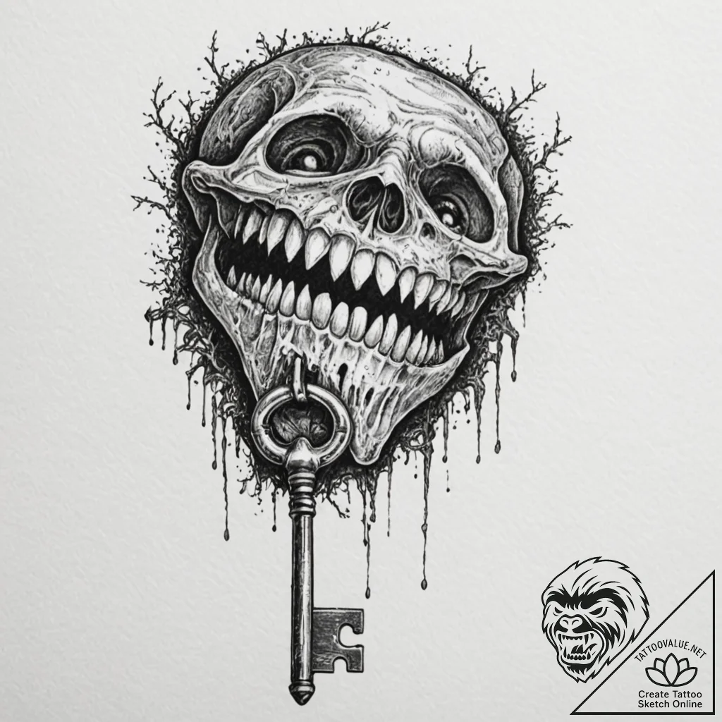 Tattoo design for an arm, an old-fashioned ke... - tattoo sketch (№1751765956_0, 06.07.2025 01:39) — tattoovalue.net