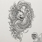 Tattoo design for a leg, a delicate art nouve… – tattoo sketch (№1751766042_0, 06.07.2025 01:40) — tattoovalue.net