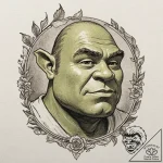 Tattoo design for an arm, a portrait of shrek… – tattoo sketch (№1751766128_0, 06.07.2025 01:42) — tattoovalue.net