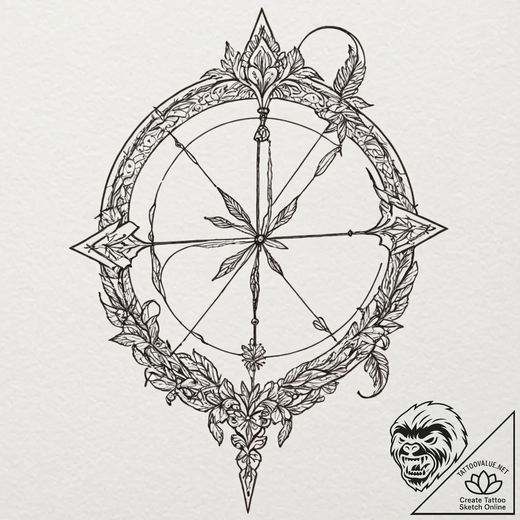 Tattoo design for a shin, a long arrow, intri... - tattoo sketch (№1751766720_0, 06.07.2025 01:52) — tattoovalue.net